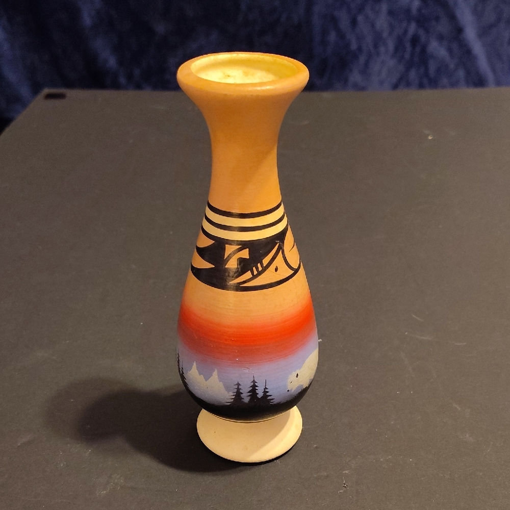 Hand-Painted Ceramic Vase with Scenic Design
